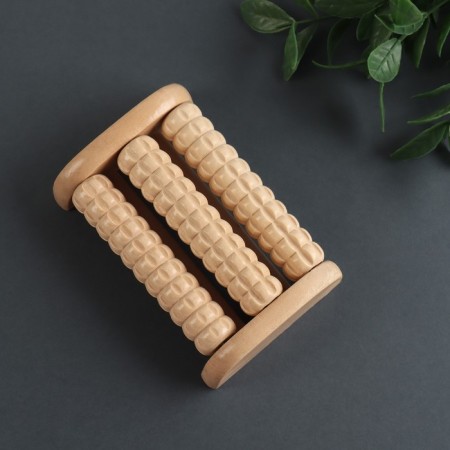 Feet massage "Drum", 3 rollers with spikes, wooden, 11.5 × 7.7 × 3.5 cm-4