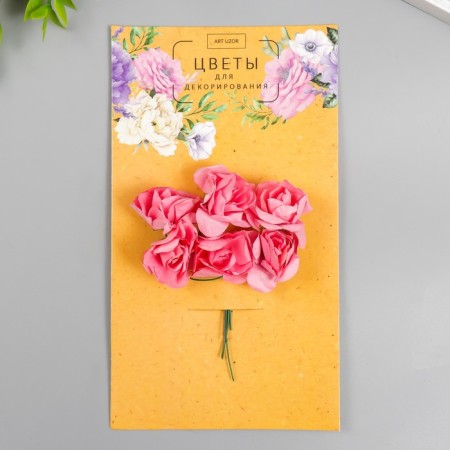 Flowers for decorating "tea roses" 1 bouquet = 6 colors 9.5 cm bright pink