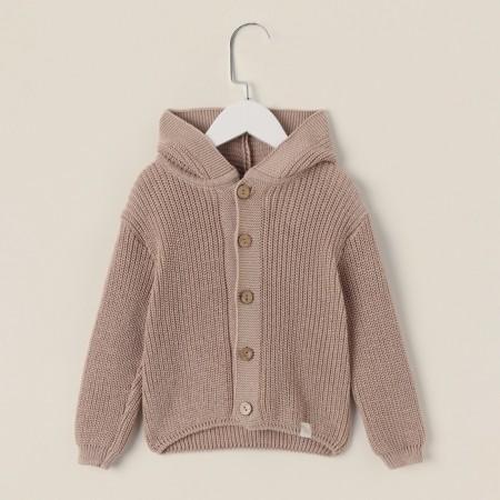 Knitted cardigan with a hood SL Home, p.74-80 cm, sand