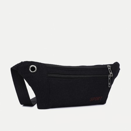 Lightning waist bag, external pocket, black color-1