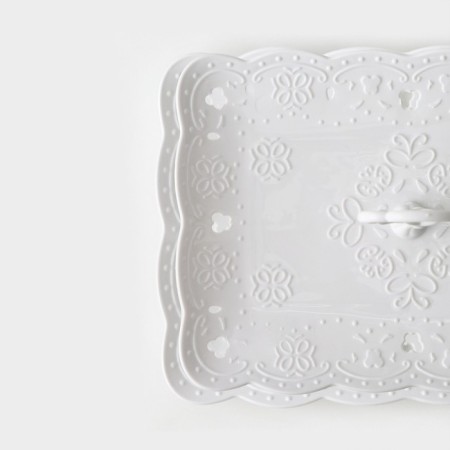 Rectangular shares of Vivienne, 2 tiers, 22.5 × 16 cm, 26.5 × 19 cm, white color, white.-2