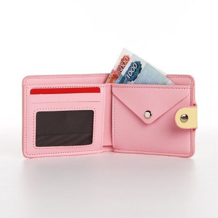 Wallet on the button, the color is light red-4