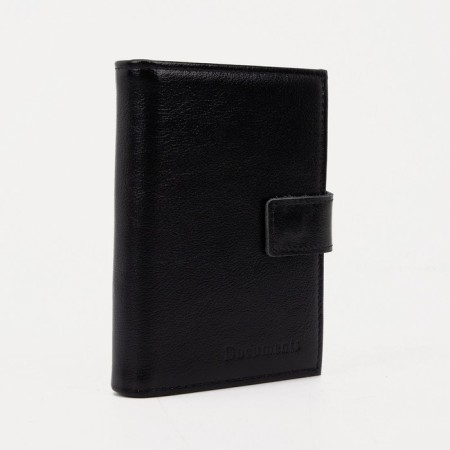Male purse on the button, a department for car documents and passports, black color