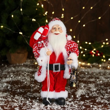 Santa Claus "In a suit with ornaments" 28 cm, red