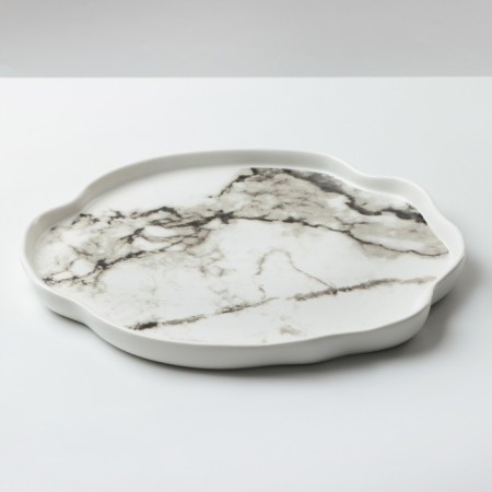 Ceramic plate "White Marble", 27 cm, white color-1