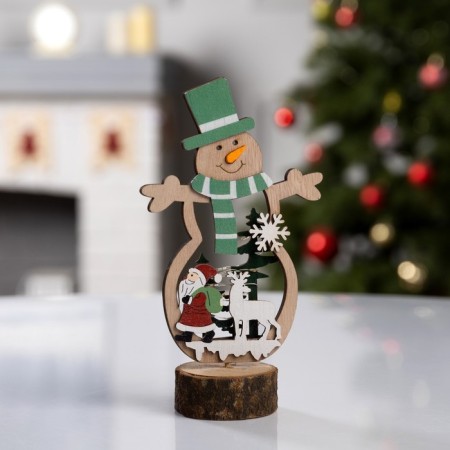 LED figure "Snowman" 12 × 18 × 6 cm, wood, batteries CR2032x1, glow warm white-1
