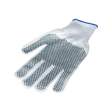 Gloves of nylon garden, knitting class 13, with PVC dots, size 10, white-1
