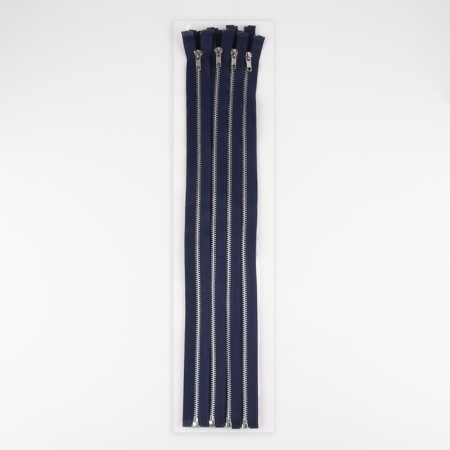 Metal zipper, No. 5, connective, automatic lock, 60 cm, dark blue color/nickel-2