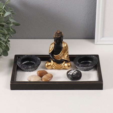 Zen Garden "Buddha in Golden Tog" sand 22x13x10.2 cm-1