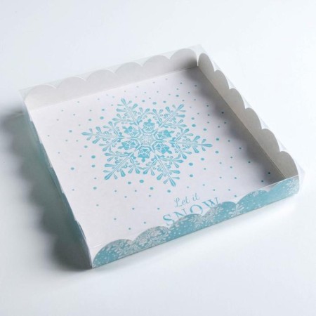 Box for confectionery with PVC lid "Let it Snow", 21 x 21 x 3 cm, new year-2