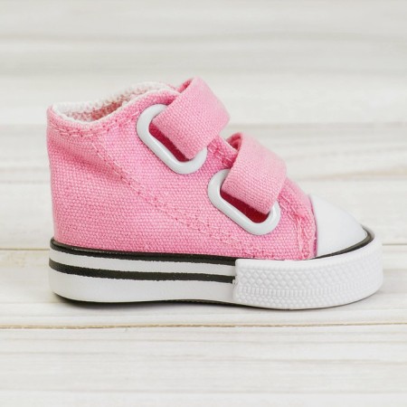 Velcro doll sneakers, sole length 7 cm, pink color-1