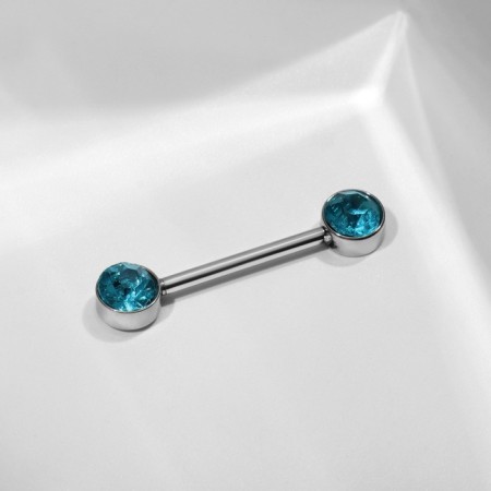 Piercing for the chest "bar", blue color in silver