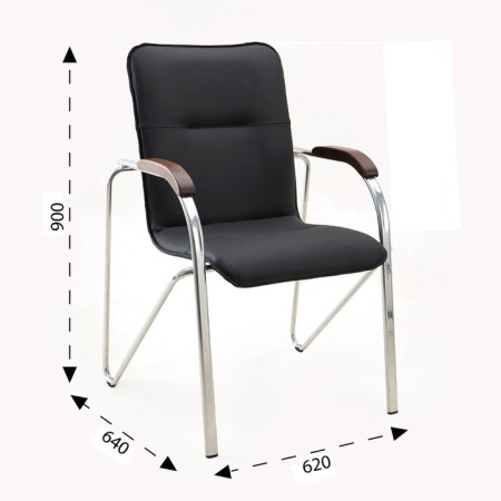 Chair click furniture "Samba" for visitors, black/nut, croak metal chrommized, eco -leather upholstery-1