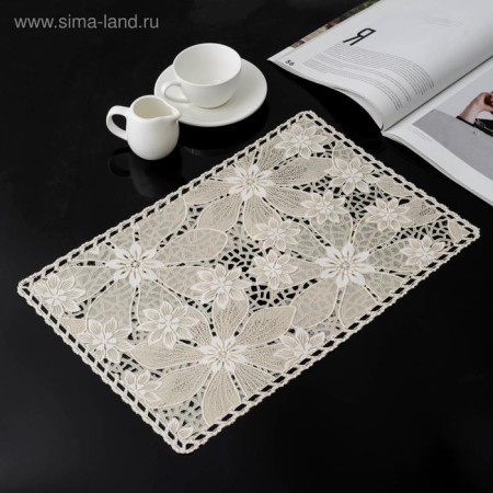 Openwork napkin for the table “Tenderness. Asters ", 45 × 30 cm, beige color-4
