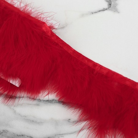 Braid with feathers Marabu, 8-10 cm, 5 ± 0.5 m, red color-1