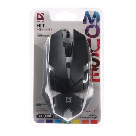 Mouse Defender Hit MB-550, wired, optical, backlight, 1600 dpi, 4 buttons, black-5