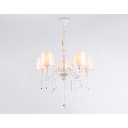 Suspended chandelier with lampshade and crystal Ambrella Light, Modern, TR4603, 5HE27, white color-1