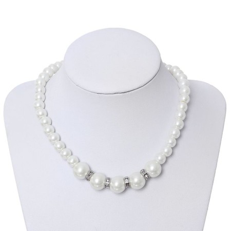 Beads "Classic" ball No. 8,14, white color, l = 40 cm-1