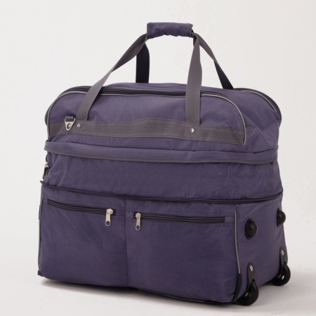 Road bag on wheels, a lightning department, with an increase, 2 outer pockets, a long belt, the color is gray-2