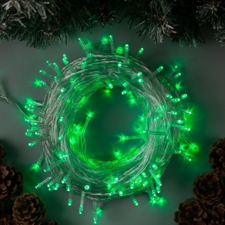 Garland “thread” 20 m, IP20, transparent thread, 200 LED, green glow, 8 modes, 220 V