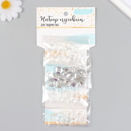 Buttons for creativity plastic "Crystals Assorted" set of 4 types x 15 pcs 20x10 cm