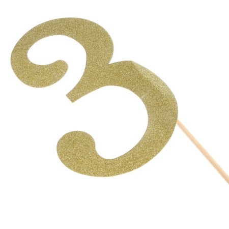 Topper in the cake "3", color gold-1