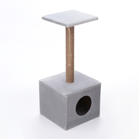 Cat House with Cube Cube, with a site and a toy, 35 x 30 x 85 cm, a mix of flowers