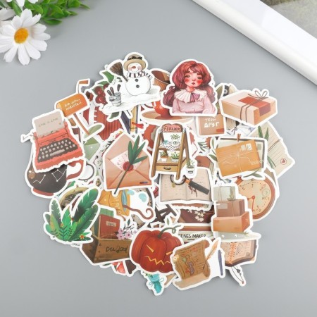 Plastic stickers "School weekdays" set 60 pcs 10x12 cm