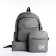 A backpack with a zipper, with USB, 4 outer pockets, bag, pencil case, color gray color