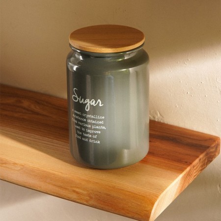 Sugar Bank SL Home, 9.5 × 14 cm, gray color, with a bamboo lid-1