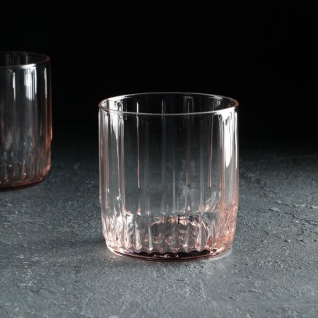 Set of glass glasses Leia, 3 pcs, 265 ml, pink-1