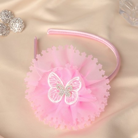 Hair cap "chosen" butterfly, 0.9 cm, pink