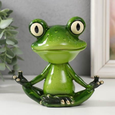 Souvenir Polystone Lak "Frog -Yog" Head on the spring 12x12.5x7.5 cm