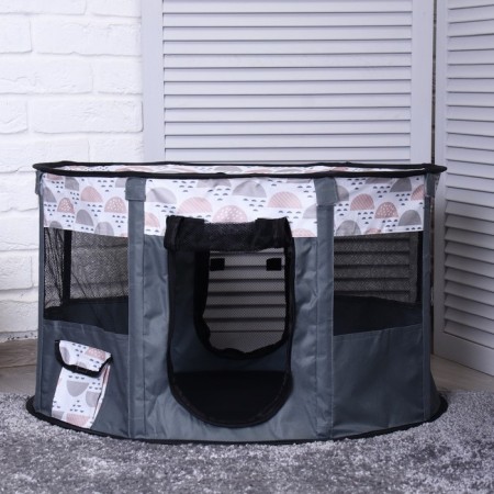 An animal aviary, a tent with a pattern, round, 70 x 40 cm, gray-4