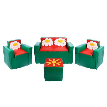 Game set of furniture "Sun", 2 chairs, puff, sofa, mix