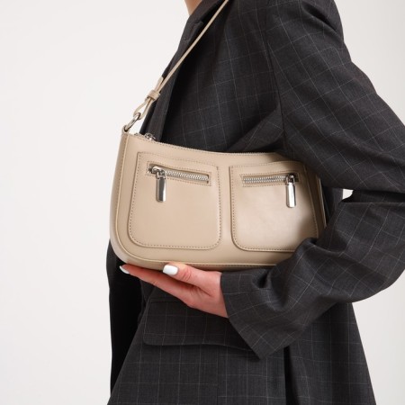 Female bag Textura, small size, beige color-9