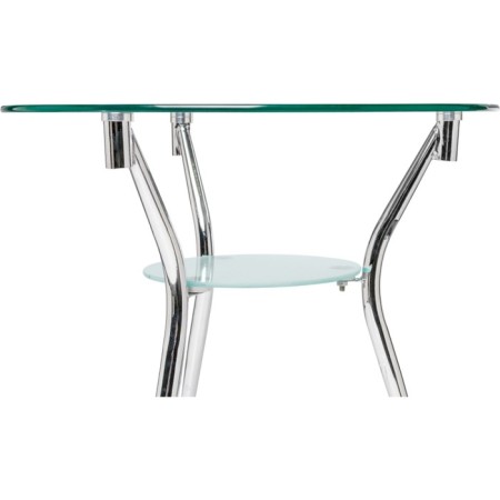 Journal table Round glass/metal, chrome 59x59x52 cm-3