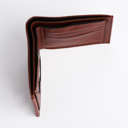 Male purse without a fastener, department for bills, for maps, color light brown-3