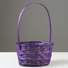 Wicker basket, d21 x 10/34 cm, purple, bamboo