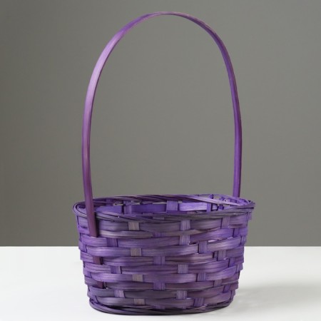 Wicker basket, d21 x 10/34 cm, purple, bamboo