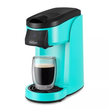 Coffee machine KitFort KT-7121-2, capsule, 800 watts, 0.36 l, turquoise