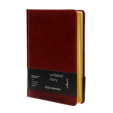 Deliciper of Leduced A5, 136 sheets in a ruler, leatherette "Nebraska", gold cut, brown-1