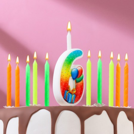 Set of candles number "6" + classic, 10 cm