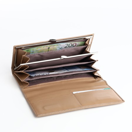 Women's wallet on magnet, beige color-3