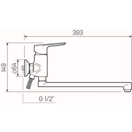 Bath mixer "RMS" SL131-006E, pour 350 mm, shower set, brass, chrome-4