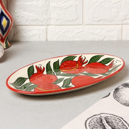 Rishtan ceramics "Grenates", 29.5cm, multi -colored, oval