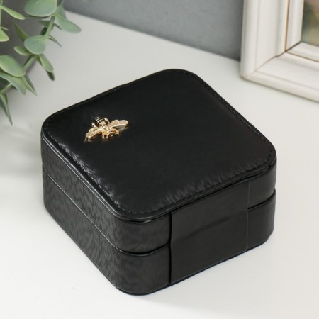 Casket Textiles for jewelry "Portfire with decoration" Black 10x10x6 cm-3