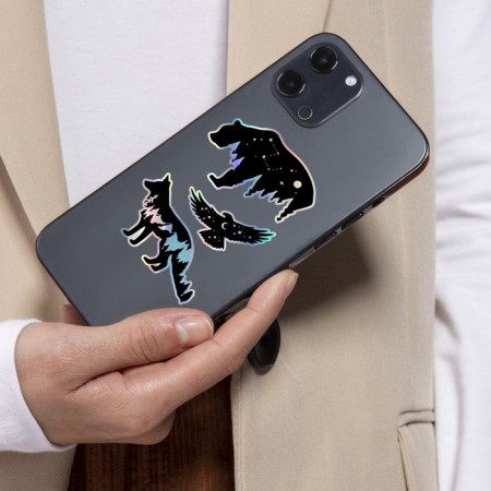 Holographic stickers (stickers) "Wild animals" 10x15 cm, 5-205-5