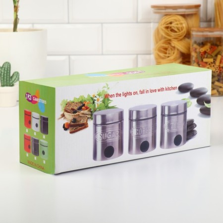 A set of glass cans for bulk products "Classic", 500 ml, 9.5 × 11.8 cm, 3 pcs, black color-5