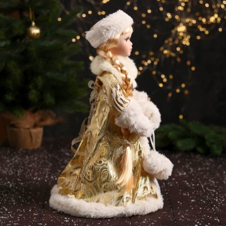 Snow Maiden "In a clutch with fur bombs" 43 cm, golden-white-1